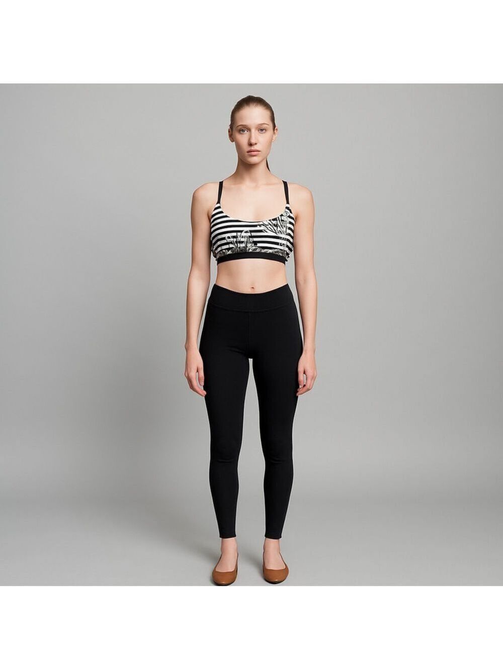 Forever 21 Black White Striped Halter Bikini Top